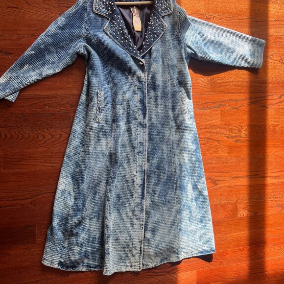 NWT M’ De Pompadour Oversized Denim Jacket with Pearls Plus Size - Picture 4 of 13